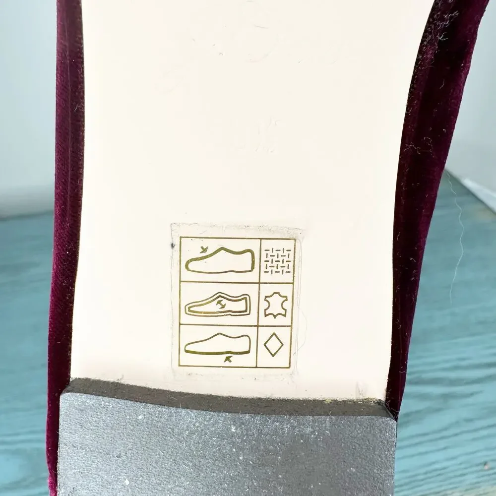 J Crew Women’s Red Merlot Velvet Loafers Slip On Size 8.5